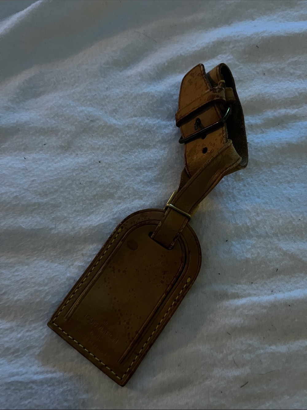 LV Leather Luggage Tag - Tan
